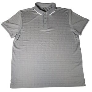 FLX Mens Urban Commuter Polo Shirt Grey Geometric Honeycomb Short Sleeve Large